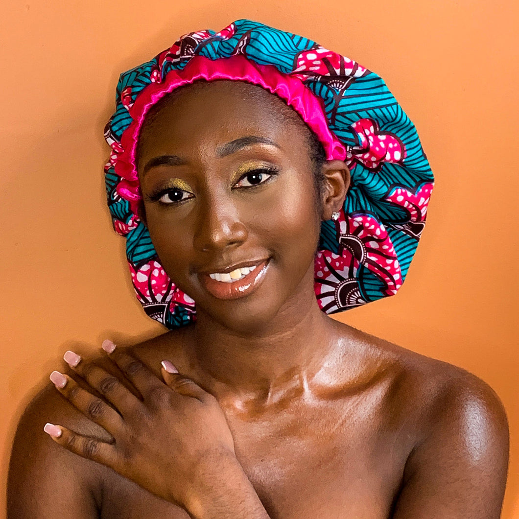 Afriyie African Print Satin Bonnet